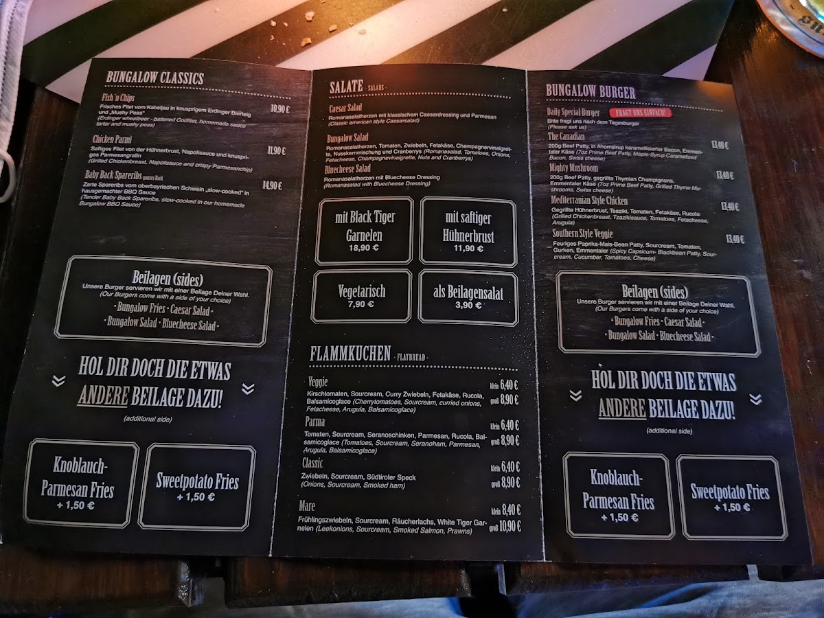 Menu Bungalow 7-2