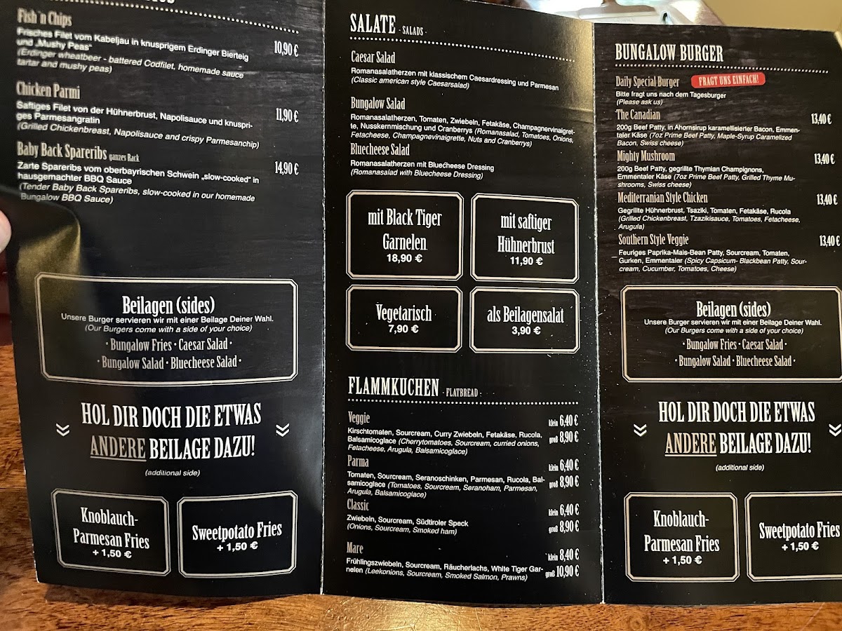 Menu Bungalow 7-3