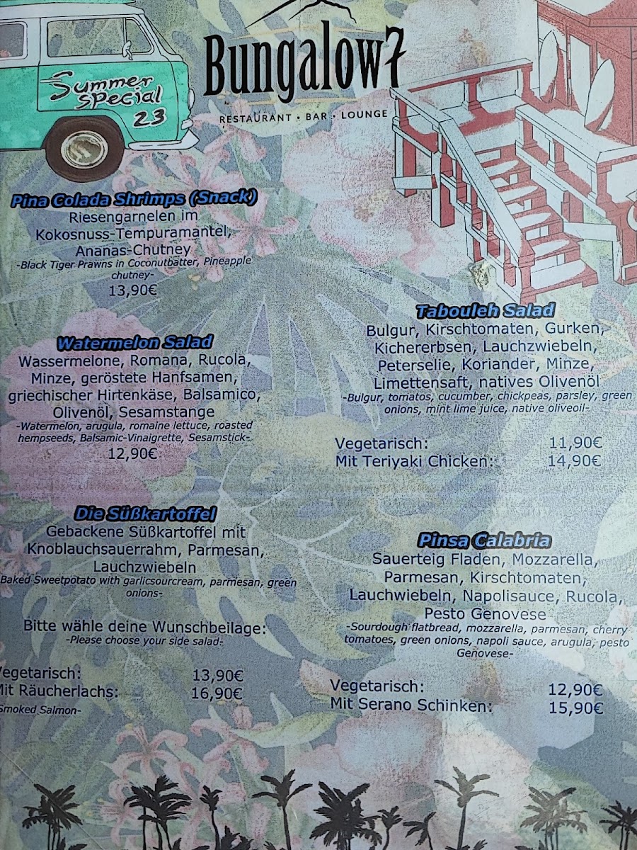 Menu Bungalow 7-5